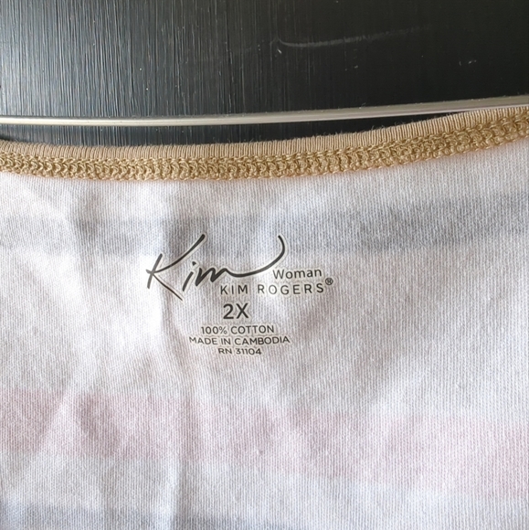 Kim Rogers Women’s 🧡 Sz 2X Coral/Tan Stripes Cotton Sleeveless Tank Top - Picture 3 of 8